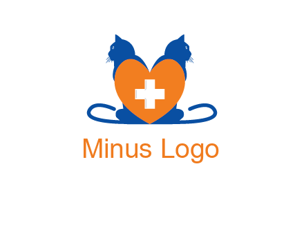 medical sign inside heart with two cats logo