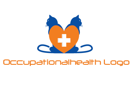 medical sign inside heart with two cats logo