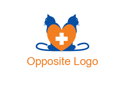 medical sign inside heart with two cats logo