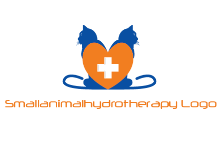 medical sign inside heart with two cats logo