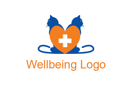 medical sign inside heart with two cats logo