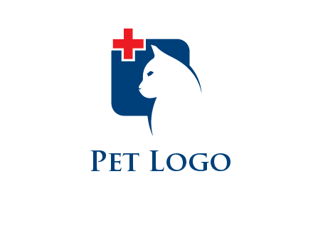 cat with medical plus symbol logo