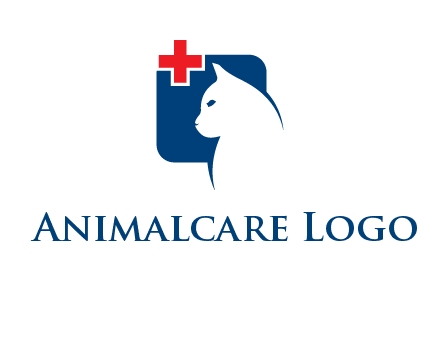 cat with medical plus symbol logo