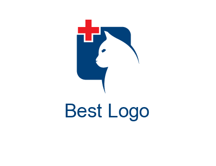 cat with medical plus symbol logo