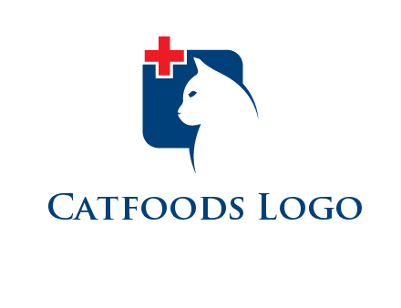 cat with medical plus symbol logo