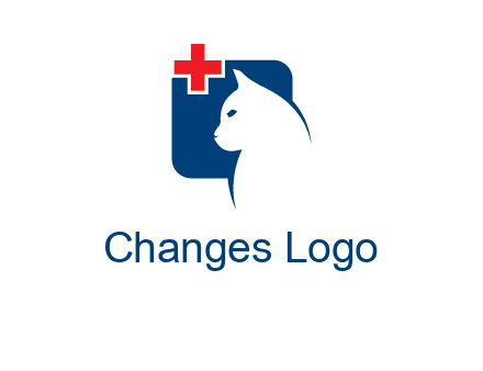 cat with medical plus symbol logo