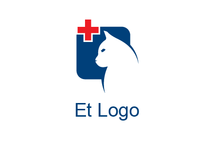 cat with medical plus symbol logo