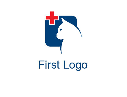 cat with medical plus symbol logo
