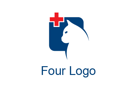 cat with medical plus symbol logo