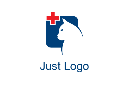 cat with medical plus symbol logo