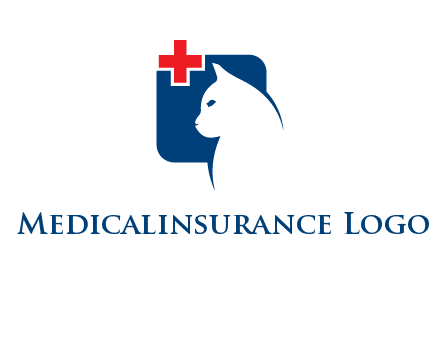 cat with medical plus symbol logo