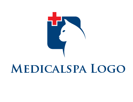 cat with medical plus symbol logo