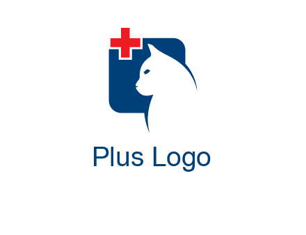 cat with medical plus symbol logo