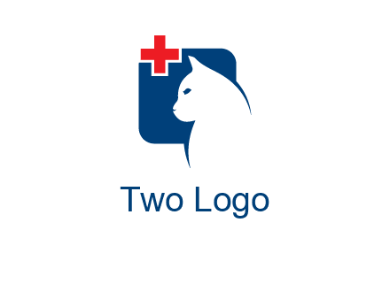 cat with medical plus symbol logo