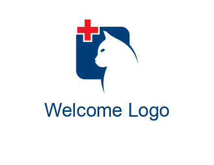 cat with medical plus symbol logo