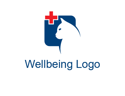 cat with medical plus symbol logo