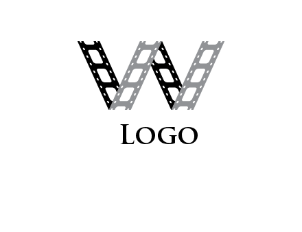 letter W made of film reel logo