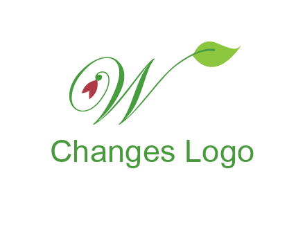 calligraphy letter W with leaf and flower logo