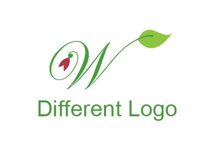 calligraphy letter W with leaf and flower logo