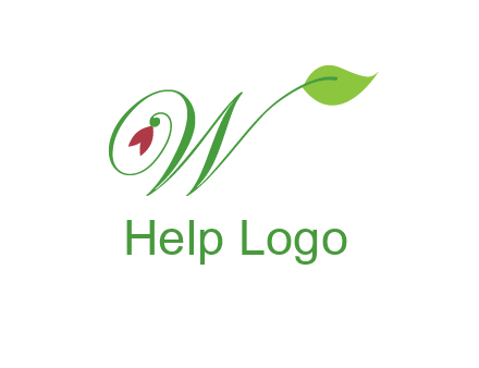 calligraphy letter W with leaf and flower logo