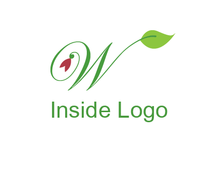 calligraphy letter W with leaf and flower logo