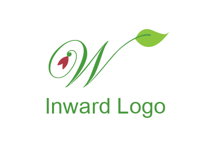 calligraphy letter W with leaf and flower logo