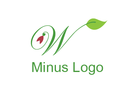 calligraphy letter W with leaf and flower logo