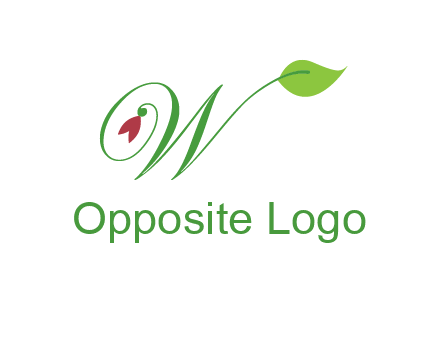 calligraphy letter W with leaf and flower logo