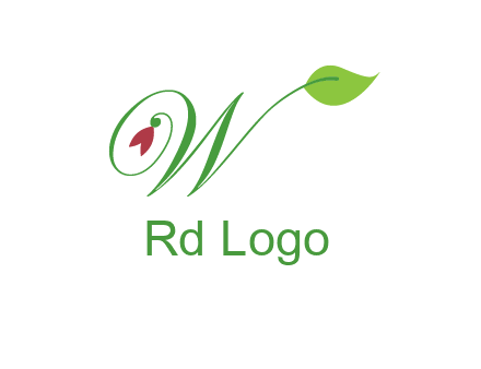 calligraphy letter W with leaf and flower logo