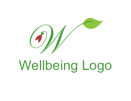 calligraphy letter W with leaf and flower logo