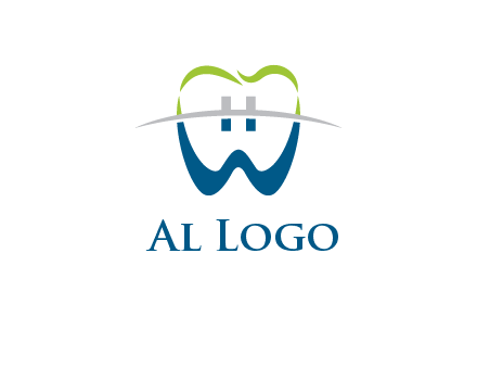 teeth made of letter w logo