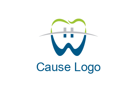 teeth made of letter w logo