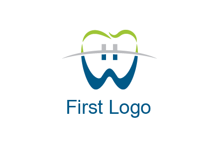 teeth made of letter w logo