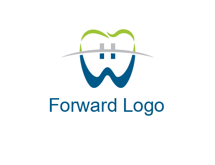 teeth made of letter w logo