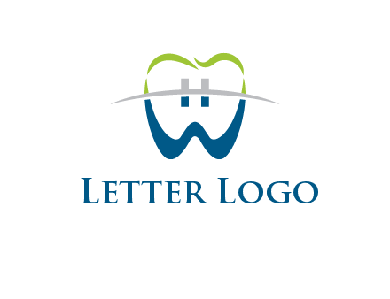 teeth made of letter w logo