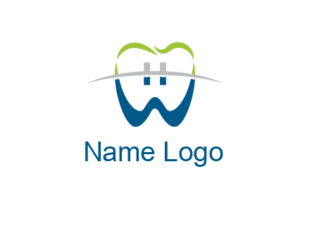 teeth made of letter w logo