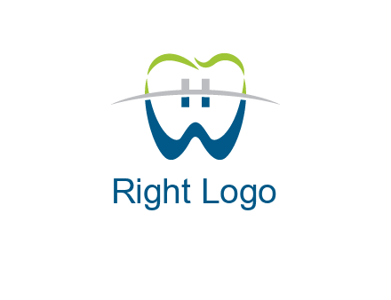 teeth made of letter w logo