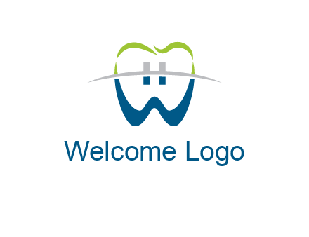 teeth made of letter w logo