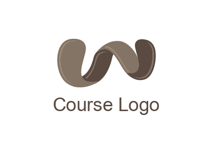 letter w made of ribbon logo
