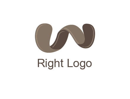 letter w made of ribbon logo