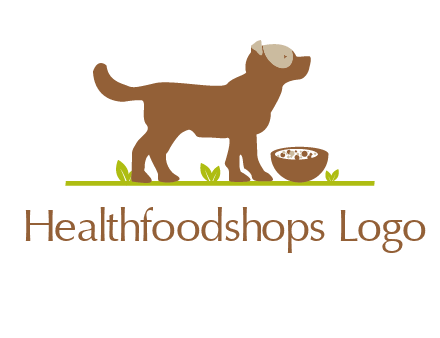 food bowl in front of dog pet logo