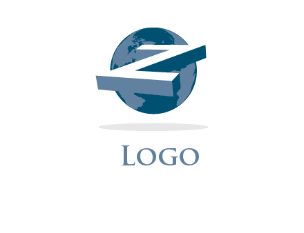 3D letter z in front of globe logo