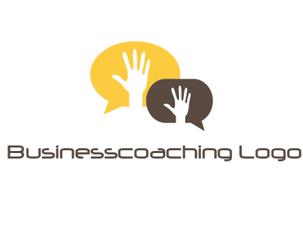 hands inside talking bubble logo