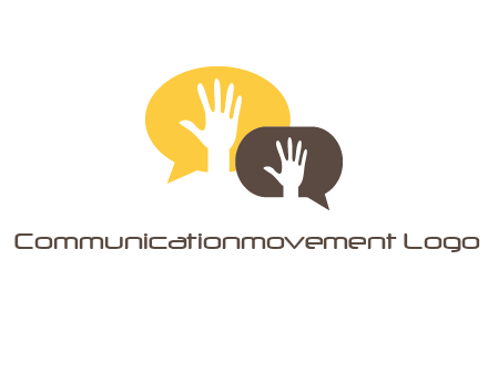hands inside talking bubble logo