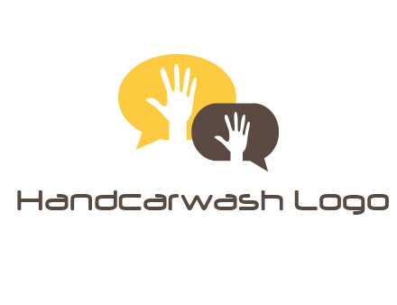 hands inside talking bubble logo