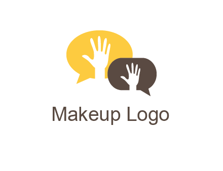 hands inside talking bubble logo