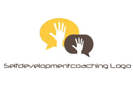 hands inside talking bubble logo