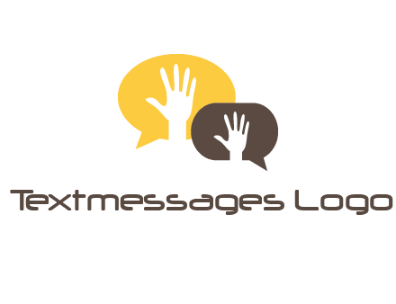hands inside talking bubble logo