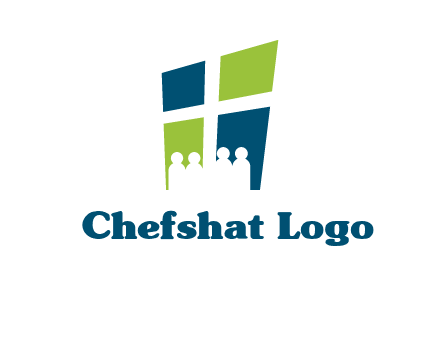 abstract people in front of window logo