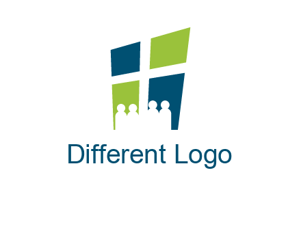abstract people in front of window logo